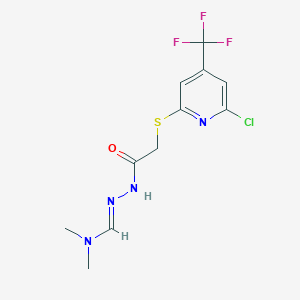 molecular formula C11H12ClF3N4OS B1413172 (6-Chloro-4-trifluoromethyl-pyridin-2-ylsulfanyl)-acetic acid [1-dimethylamino-meth-(E)-ylidene]-hydrazide CAS No. 1858264-43-3