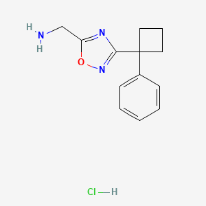 molecular formula C13H16ClN3O B1413184 C-[3-(1-phenyl-cyclobutyl)-[1,2,4]oxadiazol-5-yl]-methylamine hydrochloride CAS No. 1858240-74-0