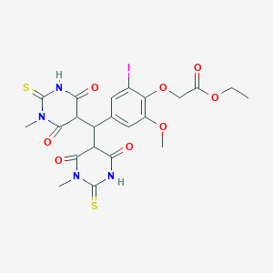 Ethyl {4-[bis(1-methyl-4,6-dioxo-2-thioxohexahydropyrimidin-5-yl)methyl]-2-iodo-6-methoxyphenoxy}acetate