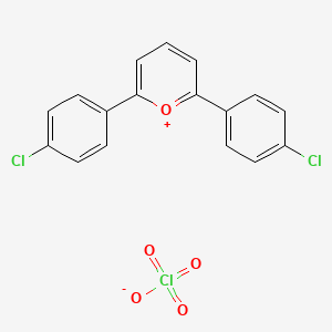 molecular formula C17H11Cl3O5 B14132293 2,6-Bis(4-chlorophenyl)pyrylium;perchlorate CAS No. 55666-00-7