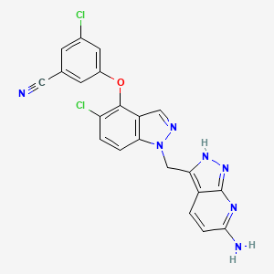 Benzonitrile, 3-((1-((6-amino-1H-pyrazolo(3,4-b)pyridin-3-yl)methyl)-5-chloro-1H-indazol-4-yl)oxy)-5-chloro-