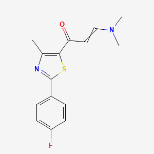 molecular formula C15H15FN2OS B1413231 3-(Dimethylamino)-1-[2-(4-fluorophenyl)-4-methyl-1,3-thiazol-5-yl]prop-2-en-1-one CAS No. 1382748-03-9