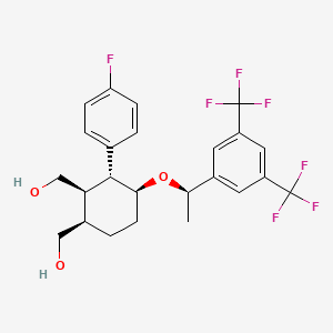 molecular formula C24H25F7O3 B1413243 [(1R,2R,3R,4S)-4-[(1R)-1-[3,5-Bis(trifluoromethyl)phenyl]ethoxy]-3-(4-fluorophenyl)-2-(hydroxymethyl)cyclohexyl]methanol CAS No. 860642-66-6