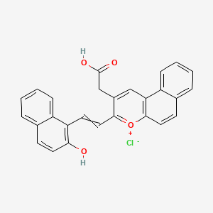 molecular formula C27H19ClO4 B14132490 2-[3-[2-(2-Hydroxynaphthalen-1-yl)ethenyl]benzo[f]chromen-4-ium-2-yl]acetic acid;chloride 