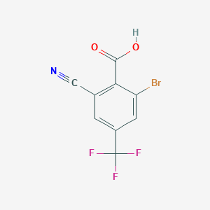 molecular formula C9H3BrF3NO2 B1413289 2-Bromo-6-cyano-4-(trifluoromethyl)benzoic acid CAS No. 1805499-79-9