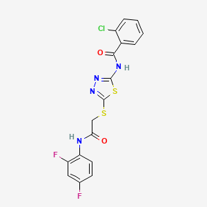 molecular formula C17H11ClF2N4O2S2 B14132908 2-Chloro-N-[5-[[2-[(2,4-difluorophenyl)amino]-2-oxoethyl]thio]-1,3,4-thiadiazol-2-yl]benzamide CAS No. 920460-41-9