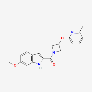 molecular formula C19H19N3O3 B14133042 (6-methoxy-1H-indol-2-yl)(3-((6-methylpyridin-2-yl)oxy)azetidin-1-yl)methanone 