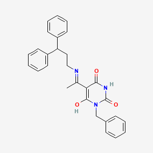 (5E)-3-benzyl-5-{1-[(3,3-diphenylpropyl)amino]ethylidene}-6-hydroxypyrimidine-2,4(3H,5H)-dione