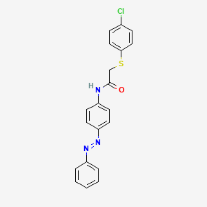 (E)-2-((4-chlorophenyl)thio)-N-(4-(phenyldiazenyl)phenyl)acetamide