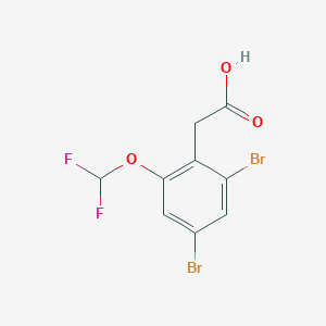 molecular formula C9H6Br2F2O3 B1413339 2,4-二溴-6-(二氟甲氧基)苯乙酸 CAS No. 1803713-15-6