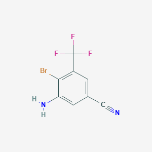 molecular formula C8H4BrF3N2 B1413342 3-Amino-4-bromo-5-(trifluoromethyl)benzonitrile CAS No. 1805584-60-4