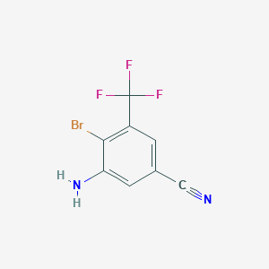 molecular formula C8H4BrF3N2 B1413342 2-Bromo-5-cyano-3-(trifluoromethyl)aniline CAS No. 1805584-60-4