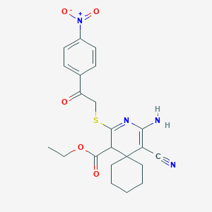 Ethyl 4-amino-5-cyano-2-{[2-(4-nitrophenyl)-2-oxoethyl]sulfanyl}-3-azaspiro[5.5]undeca-2,4-diene-1-carboxylate