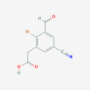 molecular formula C10H6BrNO3 B1413361 2-Bromo-5-cyano-3-formylphenylacetic acid CAS No. 1805486-42-3