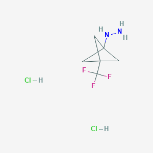 molecular formula C6H11Cl2F3N2 B1413372 [3-(三氟甲基)双环[1.1.1]戊烷-1-基]肼二盐酸盐 CAS No. 1823931-68-5