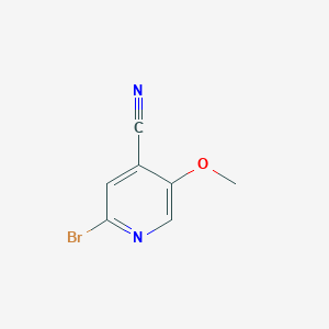 molecular formula C7H5BrN2O B1413380 2-溴-5-甲氧基异烟腈 CAS No. 1805487-26-6