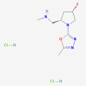 molecular formula C9H17Cl2FN4O B1413381 {[(2S,4S)-4-fluoro-1-(5-methyl-1,3,4-oxadiazol-2-yl)pyrrolidin-2-yl]methyl}(methyl)amine dihydrochloride CAS No. 1807939-09-8