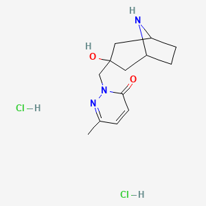 molecular formula C13H21Cl2N3O2 B1413390 2-[(3-Hydroxy-8-azabicyclo[3.2.1]oct-3-yl)methyl]-6-methylpyridazin-3(2H)-one dihydrochloride CAS No. 2103630-12-0