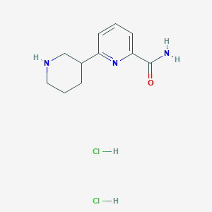molecular formula C11H17Cl2N3O B1413391 6-Piperidin-3-ylpyridine-2-carboxamide dihydrochloride CAS No. 2108883-40-3