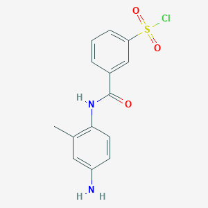 molecular formula C14H13ClN2O3S B1413404 3-[(4-Amino-2-methylphenyl)carbamoyl]benzenesulfonyl chloride CAS No. 2034154-89-5