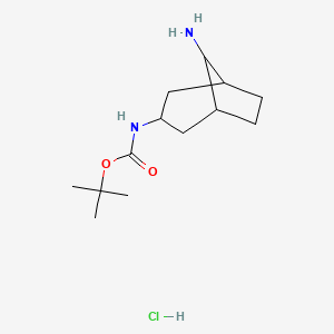 molecular formula C13H25ClN2O2 B1413408 tert-butyl N-{8-aminobicyclo[3.2.1]octan-3-yl}carbamate hydrochloride CAS No. 1823235-96-6