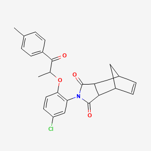 molecular formula C25H22ClNO4 B14134212 2-(5-chloro-2-{[1-(4-methylphenyl)-1-oxopropan-2-yl]oxy}phenyl)-3a,4,7,7a-tetrahydro-1H-4,7-methanoisoindole-1,3(2H)-dione CAS No. 1005168-14-8