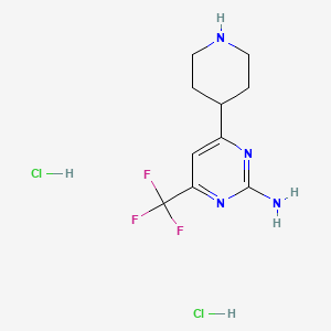 molecular formula C10H15Cl2F3N4 B1413425 4-Piperidin-4-yl-6-(trifluoromethyl)pyrimidin-2-amine dihydrochloride CAS No. 2108704-75-0