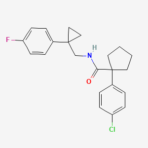 molecular formula C22H23ClFNO B14134264 1-(4-Chlorophenyl)-N-[[1-(4-fluorophenyl)cyclopropyl]methyl]cyclopentanecarboxamide CAS No. 1209811-93-7