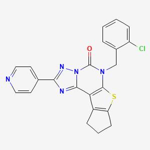 molecular formula C22H16ClN5OS B14134370 6-(2-chlorobenzyl)-2-(pyridin-4-yl)-6,8,9,10-tetrahydro-5H-cyclopenta[4,5]thieno[3,2-e][1,2,4]triazolo[1,5-c]pyrimidin-5-one 