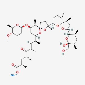 sodium;(E,2S,4R,8S)-8-[(2S,5R,6R,7R,9S)-2-[(2R,4S,9R)-2-[(2S,3S,5R,6R)-6-hydroxy-6-(hydroxymethyl)-3,5-dimethyloxan-2-yl]-4,6-dimethyl-1,10-dioxaspiro[4.5]decan-9-yl]-7-[(2R,5S,6R)-5-methoxy-6-methyloxan-2-yl]oxy-2,6-dimethyl-1,10-dioxaspiro[4.5]decan-9-yl]-2,4,6-trimethyl-5-oxonon-6-enoate