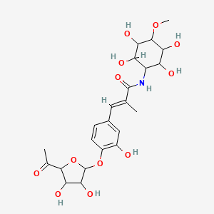 (E)-3-[4-(5-acetyl-3,4-dihydroxyoxolan-2-yl)oxy-3-hydroxyphenyl]-2-methyl-N-(2,3,5,6-tetrahydroxy-4-methoxycyclohexyl)prop-2-enamide