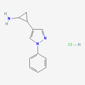 molecular formula C12H14ClN3 B1413465 2-(1-Phenylpyrazol-4-yl)cyclopropan-1-amine hydrochloride CAS No. 1955561-32-6