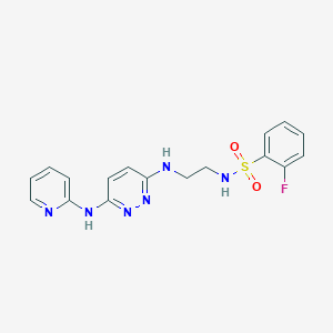 2-fluoro-N-(2-((6-(pyridin-2-ylamino)pyridazin-3-yl)amino)ethyl)benzenesulfonamide