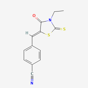 4-[(Z)-(3-ethyl-4-oxo-2-thioxo-1,3-thiazolidin-5-ylidene)methyl]benzonitrile