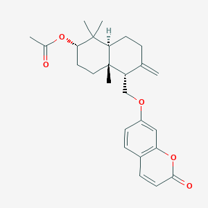 Coumarin, 7-[(decahydro-6-hydroxy-5,5,8a-trimethyl-2-methylene-1-naphthyl)methoxy]-, acetate