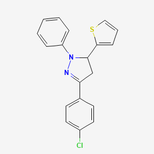 1H-Pyrazole, 3-(4-chlorophenyl)-4,5-dihydro-1-phenyl-5-(thienyl)-