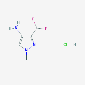 molecular formula C5H8ClF2N3 B1413487 3-(difluoromethyl)-1-methyl-1H-pyrazol-4-amine hydrochloride CAS No. 1946817-21-5