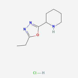 molecular formula C9H16ClN3O B1413516 2-(5-Ethyl-1,3,4-oxadiazol-2-yl)piperidine hydrochloride CAS No. 2034157-04-3