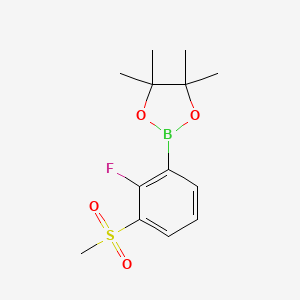 molecular formula C13H18BFO4S B1413523 2-(2-Fluoro-3-(methylsulfonyl)phenyl)-4,4,5,5-tetramethyl-1,3,2-dioxaborolane CAS No. 1876473-43-6