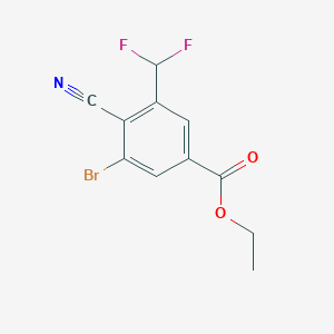 molecular formula C11H8BrF2NO2 B1413527 Ethyl 3-bromo-4-cyano-5-(difluoromethyl)benzoate CAS No. 1805481-14-4