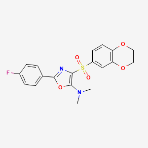 4-(2,3-dihydro-1,4-benzodioxin-6-ylsulfonyl)-2-(4-fluorophenyl)-N,N-dimethyl-1,3-oxazol-5-amine