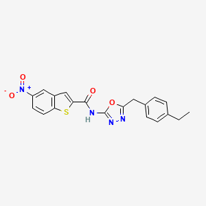 molecular formula C20H16N4O4S B14135793 N-(5-(4-ethylbenzyl)-1,3,4-oxadiazol-2-yl)-5-nitrobenzo[b]thiophene-2-carboxamide CAS No. 1171416-50-4