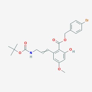 (E)-4-bromobenzyl 2-(3-((tert-butoxycarbonyl)amino)prop-1-en-1-yl)-6-hydroxy-4-methoxybenzoate
