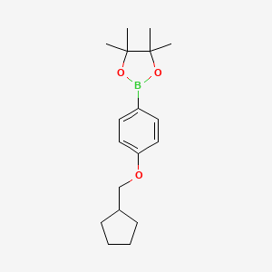 molecular formula C18H27BO3 B1413607 2-(4-Cyclopentylmethoxyphenyl)-4,4,5,5-tetramethyl-[1,3,2]dioxaborolane CAS No. 2246743-98-4