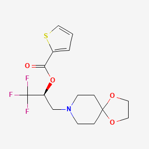 molecular formula C15H18F3NO4S B1413609 [(2S)-3-(1,4-Dioxa-8-azaspiro[4.5]decan-8-yl)-1,1,1-trifluoropropan-2-yl] thiophene-2-carboxylate CAS No. 477762-57-5
