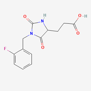 molecular formula C13H13FN2O4 B1413636 3-[1-(2-Fluorobenzyl)-2,5-dioxoimidazolidin-4-yl]propanoic acid CAS No. 2173083-53-7