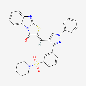 (2Z)-2-({1-phenyl-3-[3-(piperidin-1-ylsulfonyl)phenyl]-1H-pyrazol-4-yl}methylidene)[1,3]thiazolo[3,2-a]benzimidazol-3(2H)-one