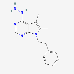 molecular formula C16H19N5 B14136432 4-hydrazinyl-5,6-dimethyl-7-(2-phenylethyl)-7H-pyrrolo[2,3-d]pyrimidine CAS No. 903202-93-7