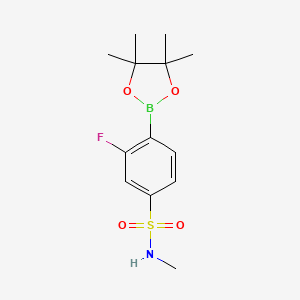 molecular formula C13H19BFNO4S B1413653 3-Fluoro-N-methyl-4-(4,4,5,5-tetramethyl-[1,3,2]dioxaborolan-2-yl)-benzenesulfonamide CAS No. 1412905-32-8