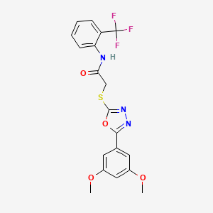 2-{[5-(3,5-dimethoxyphenyl)-1,3,4-oxadiazol-2-yl]sulfanyl}-N-[2-(trifluoromethyl)phenyl]acetamide